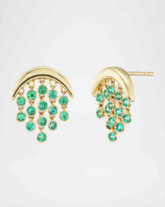 18K Baby Fringe Earrings with Emeralds